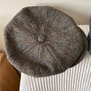NWT Harris Tweed brown wool cap 7.5